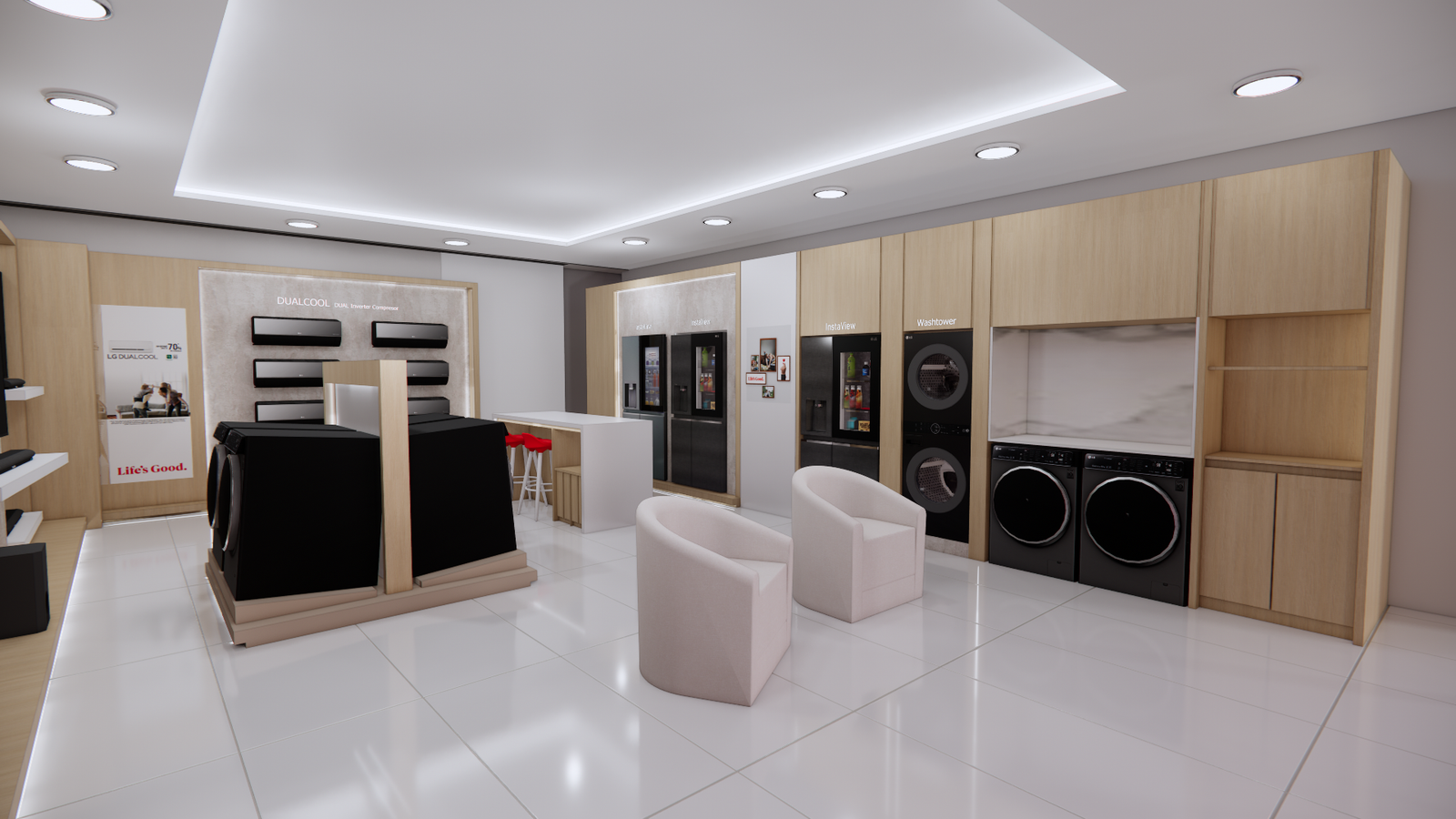 LG Store Boedo, render de la propuesta interior
