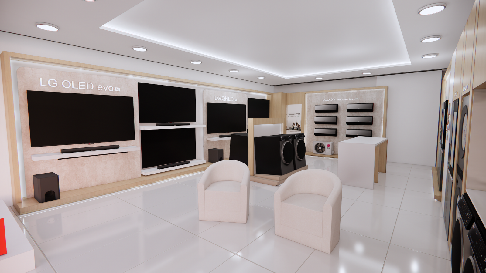 LG Store Boedo, render del diseño interior