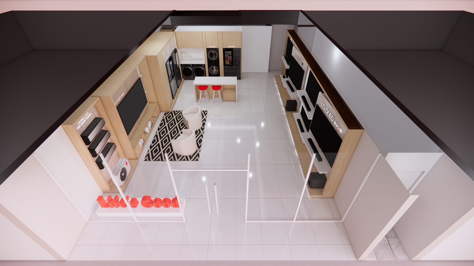 LG Store Boedo, render del interior del local