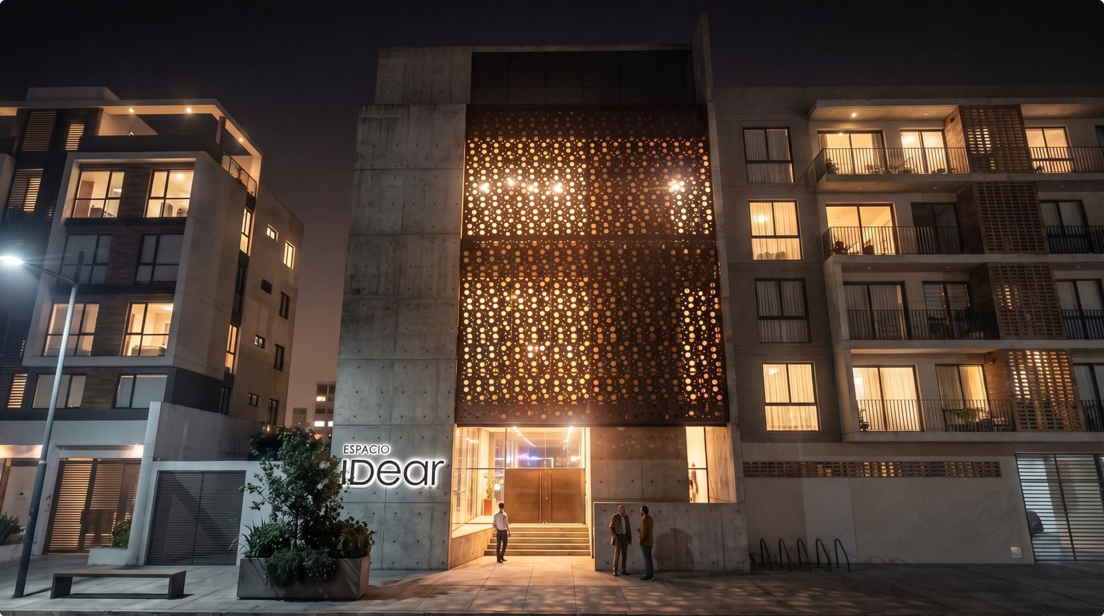 Espacio Idear, render del interior con decoración geométrica