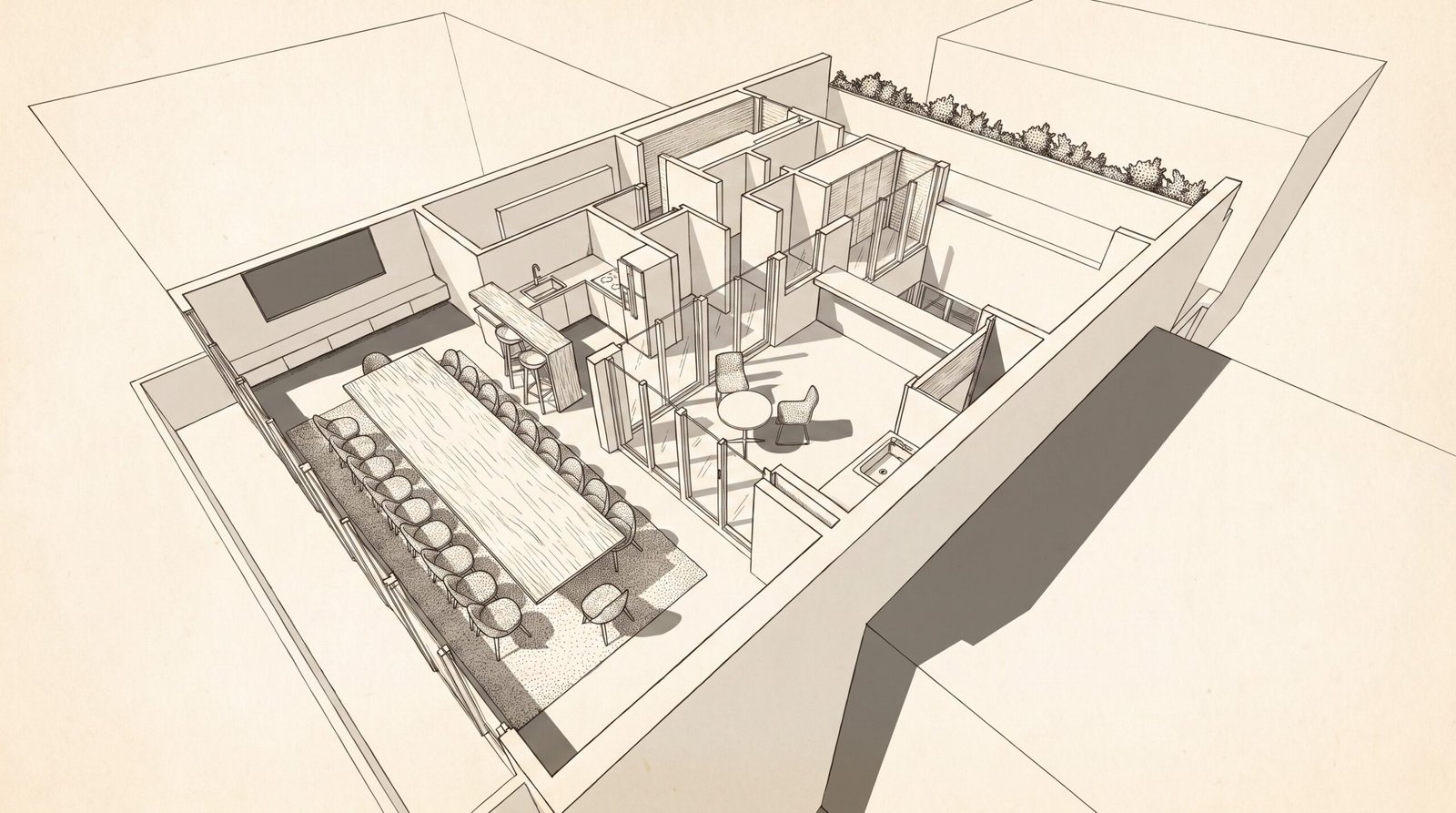 Casa Marq, render del frente y accesos independientes